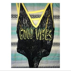 Black & yellow lace onesie